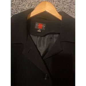 Gallery Women's Black Trench Coat XS mid Length Button Casual Formal